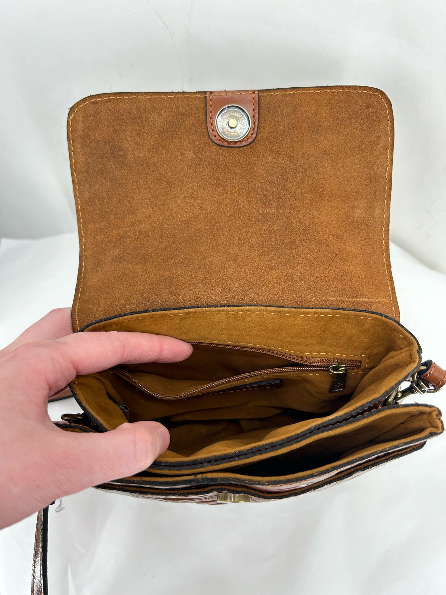 REDDISH BROWN PATRICIA NASH Leather Cross-body