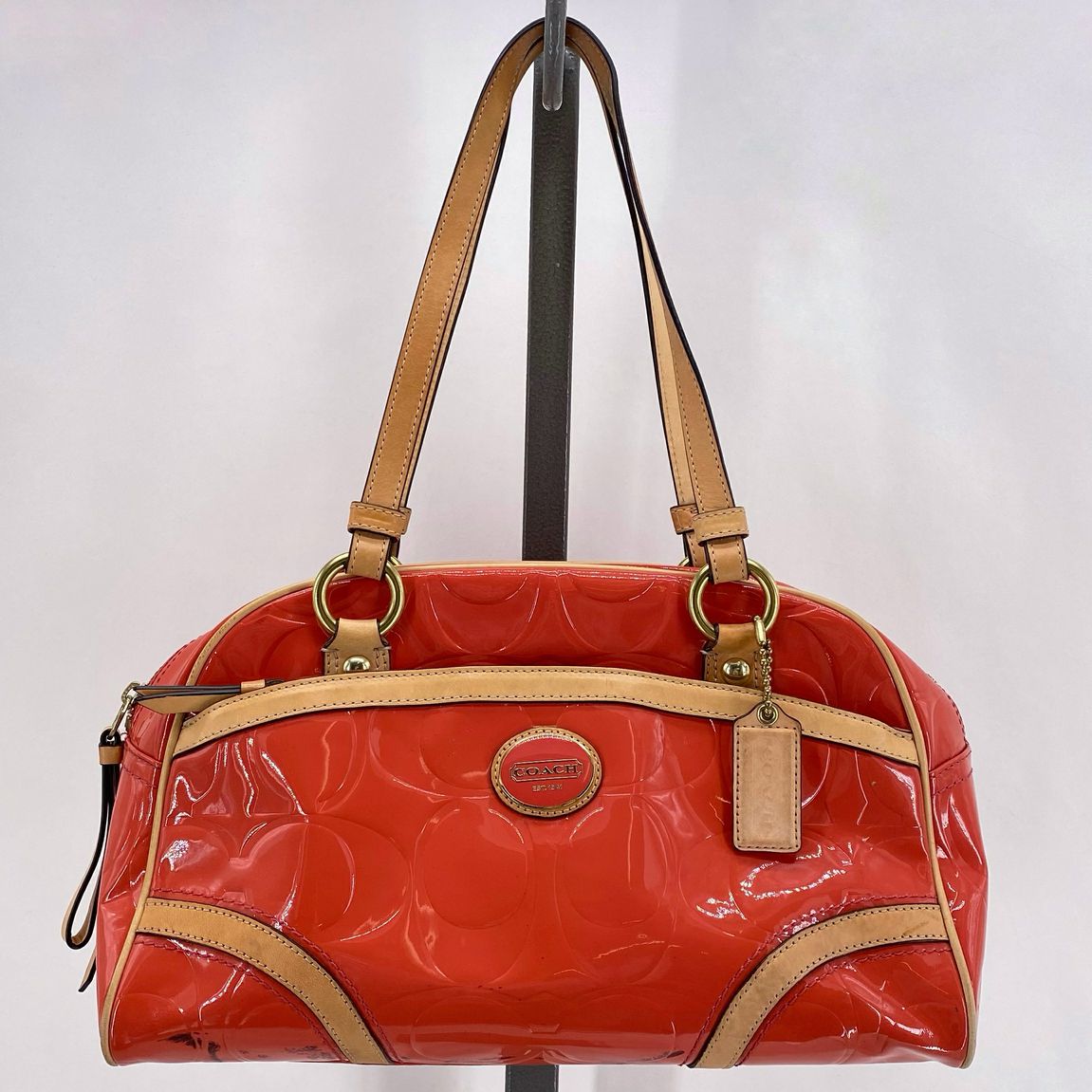 Orange COACH Patent Leather Satchel