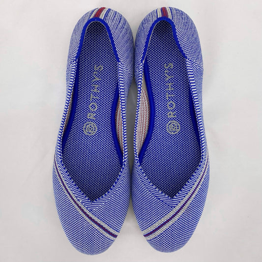 BLUE & WHITE W Shoe Size 9 ROTHY'S Flats