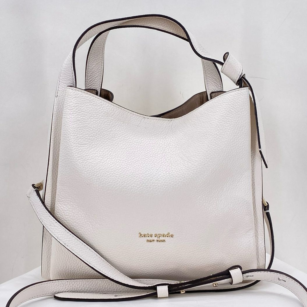 White KATE SPADE Leather Pebbeled Leather Cross-body