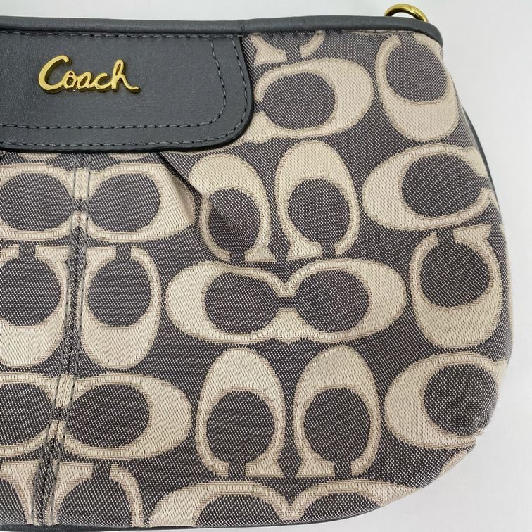 GRAY & WHITE COACH FABRIC Wristlet