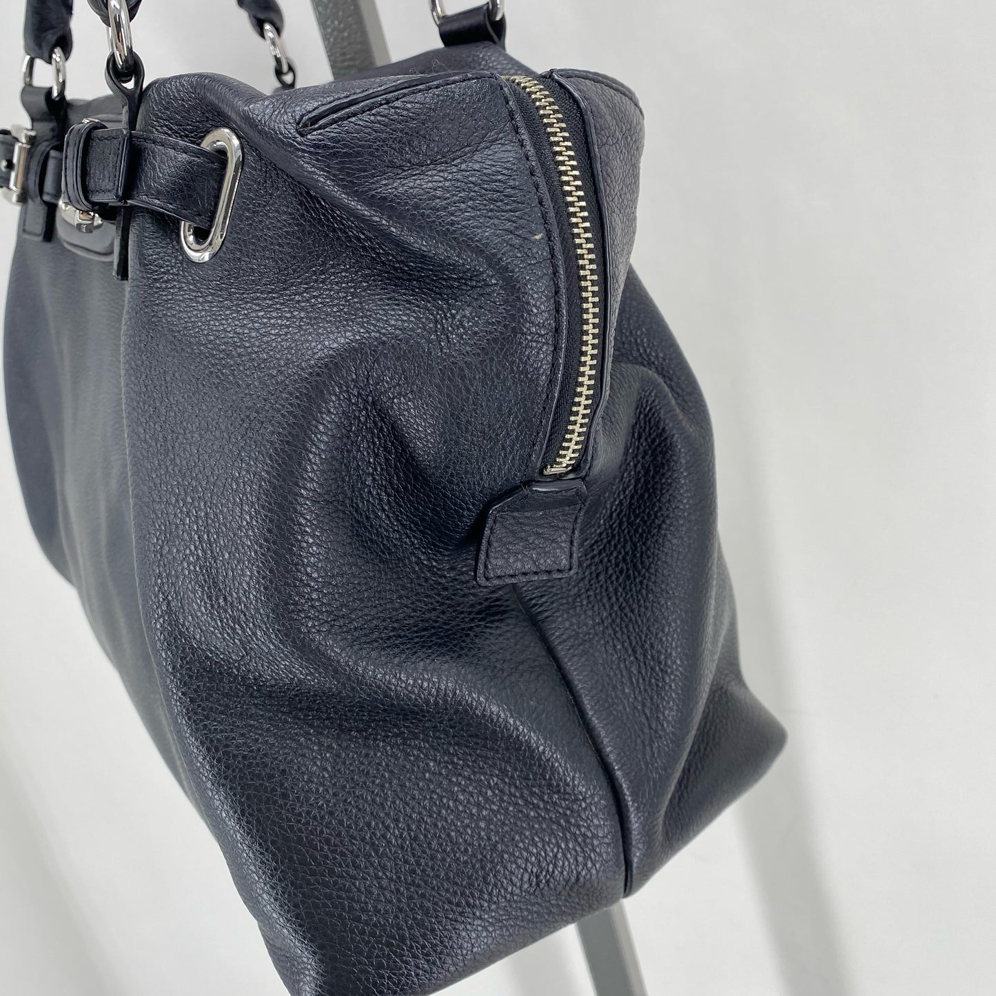 Black MICHAEL KORS Leather Pebbeled Leather Satchel