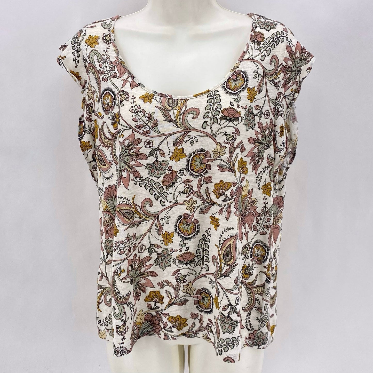 Size M Rachel Zoe Linen FLOWERS Shirt