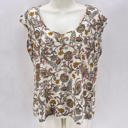 Size M Rachel Zoe Linen FLOWERS Shirt