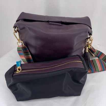 dark purple POM POM Cross-body