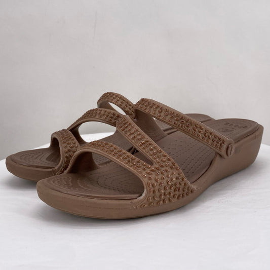 BROWN W Shoe Size 8 CROCS Sandals