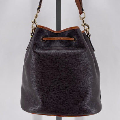 DARK BROWN DOONEY & BOURKE Leather Pebbeled Leather Shoulder Bag