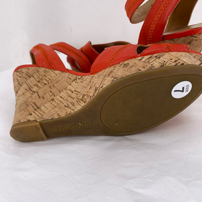 Orange-Red W Shoe Size 7 NINE WEST Wedge