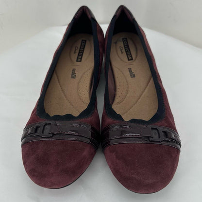 Burgundy W Shoe Size 9 CLARKS Flats