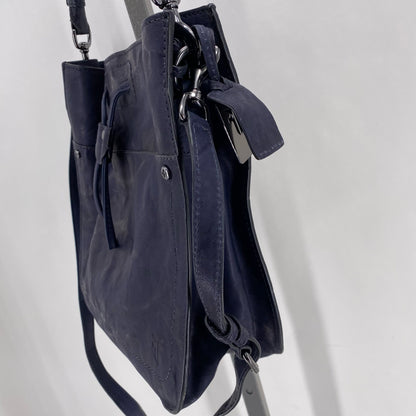 Navy FRYE Leather Shoulder Bag