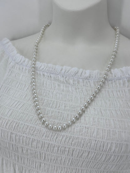 Vintage Glass Pearls Necklace, Long