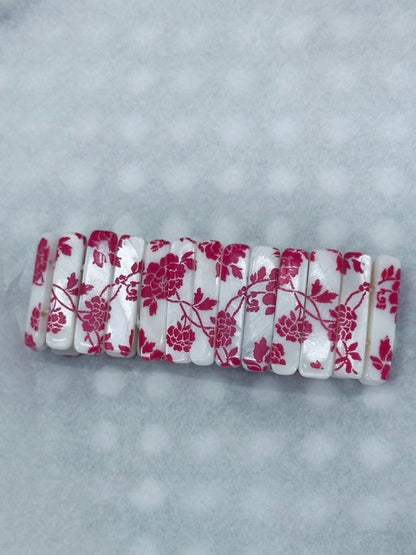 Mother of Pearl Hand Painted Chrysanthemum Bracelet