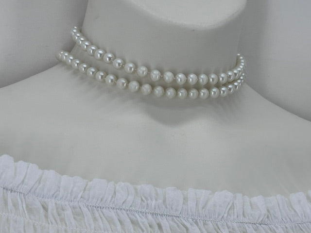 Vintage Glass Pearls Necklace, Long