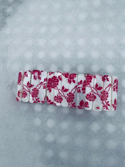 Mother of Pearl Hand Painted Chrysanthemum Bracelet
