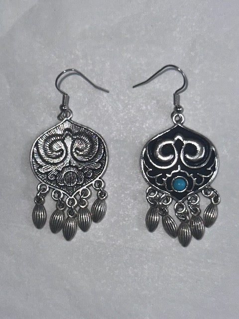Silver & Turquoise Western Boho Earrings