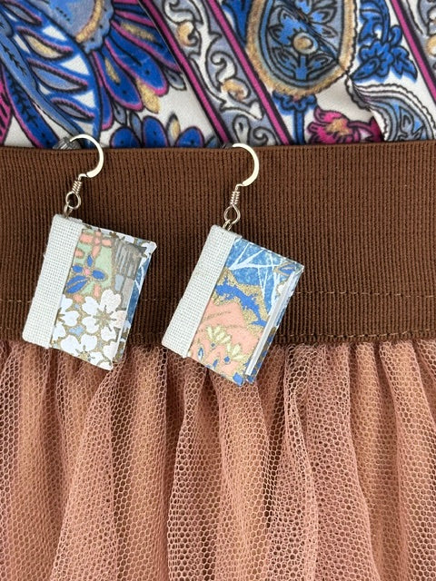 Fabled Garden Book Earrings with Japanese Garden Inspired Covers