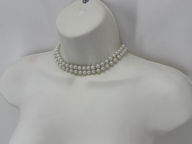 Vintage Glass Pearls Necklace, Long