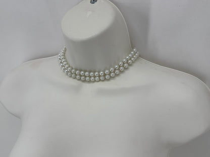 Vintage Glass Pearls Necklace, Long