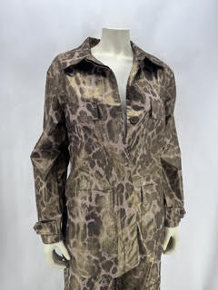 The Noli Shop Metallic Brown/Tan Leopard Print Size Small Cargo Jacket