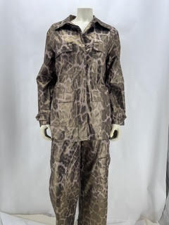 The Noli Shop Metallic Brown/Tan Leopard Print Size Small Cargo Jacket