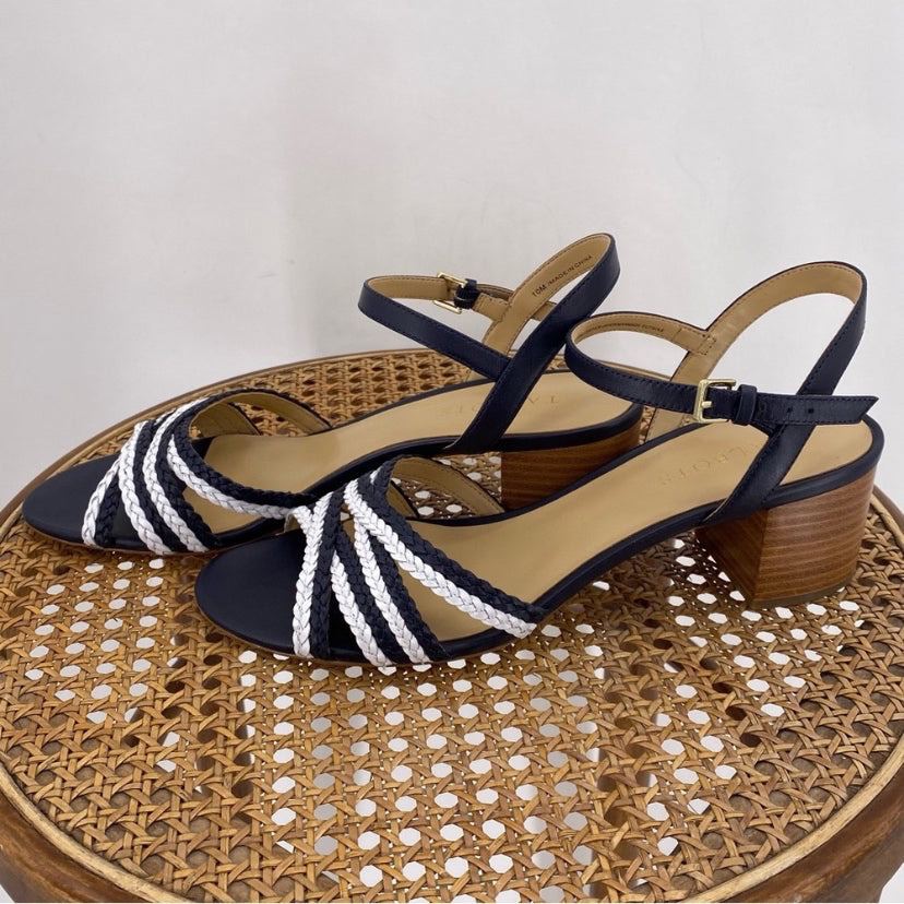 NAVY&WHITE W Shoe Size 10 TALBOTS Sandals